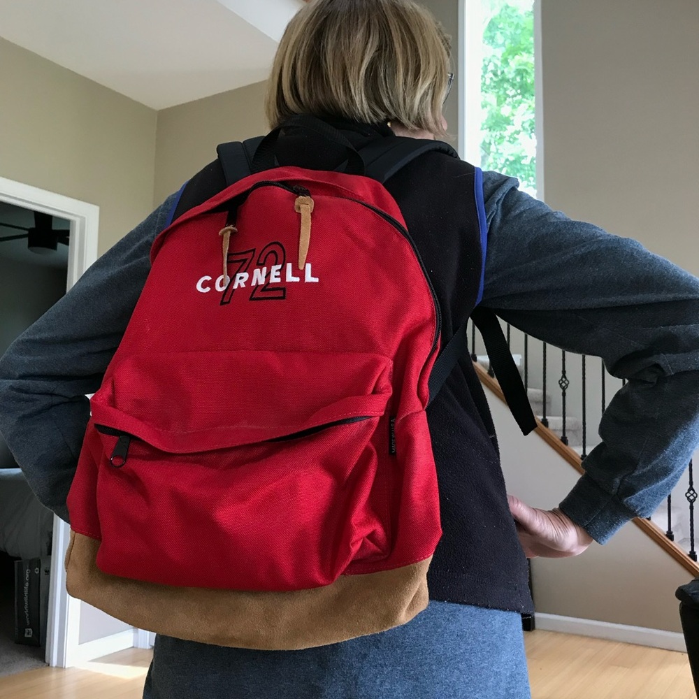 Cornell Red and Brown Backpack with Suede Bottom